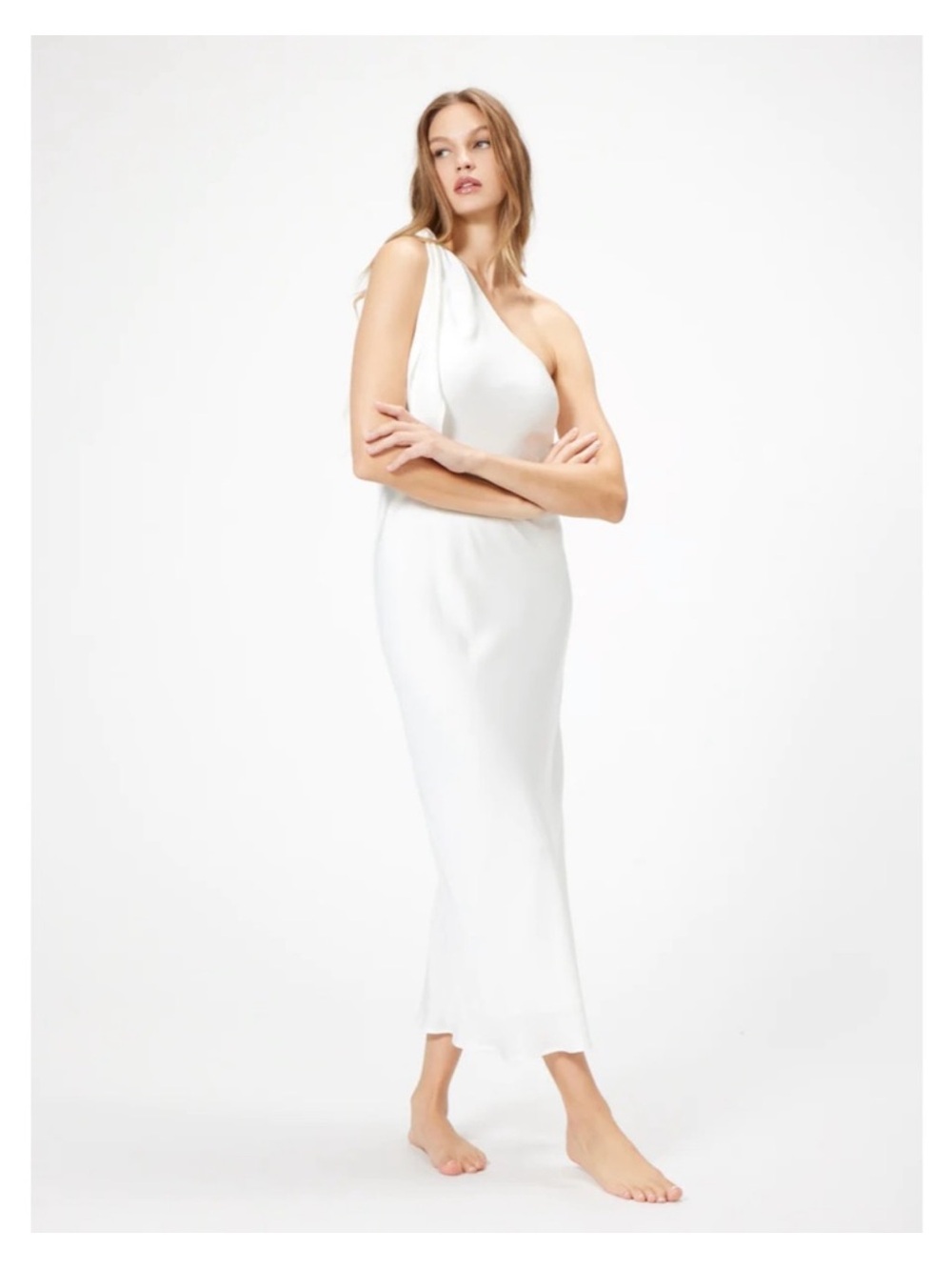 Sophie Rue White One-Shoulder White Tie-Shoulder Dress